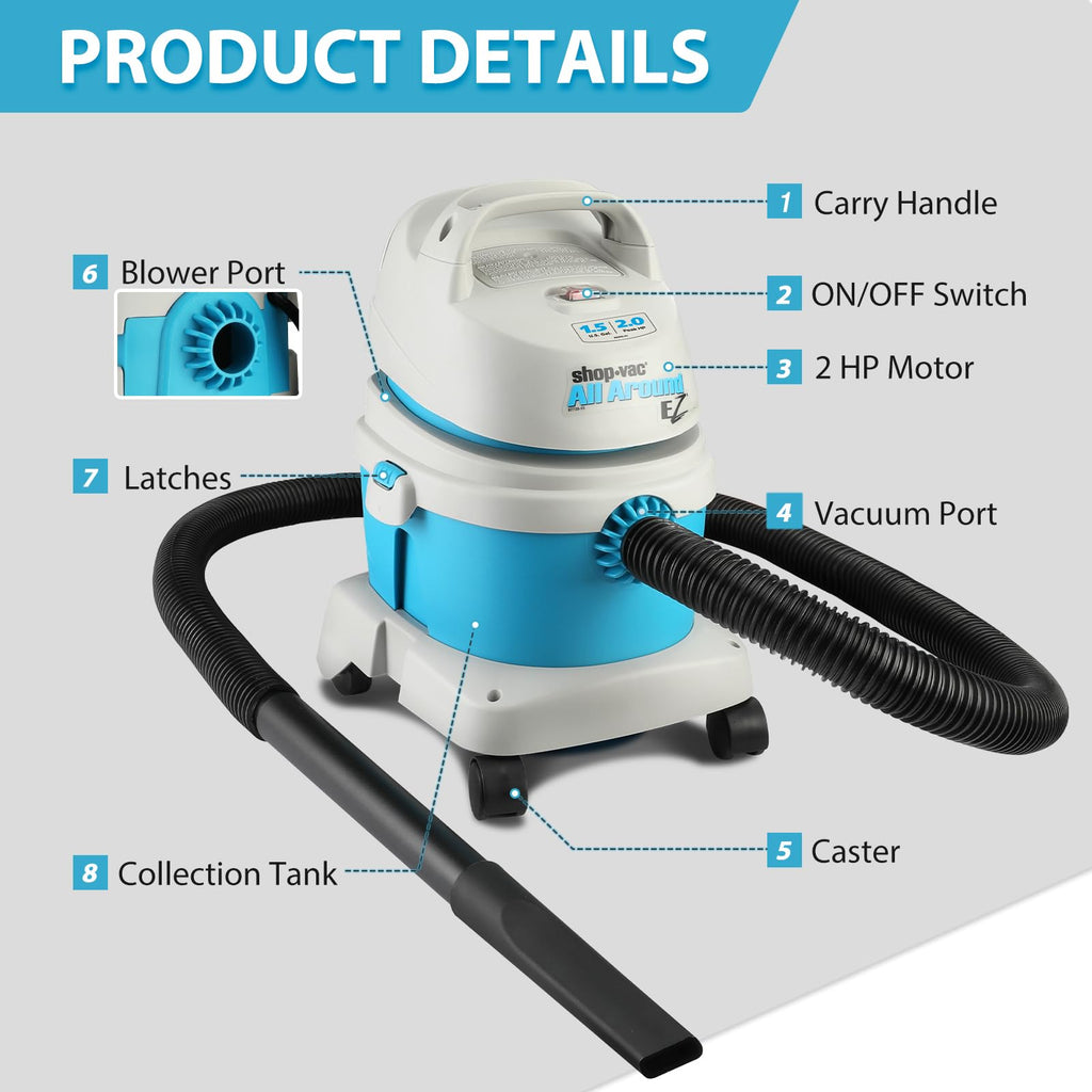1.5 Gallon 2.0 Peak HP Wet/Dry Vacuum M2617