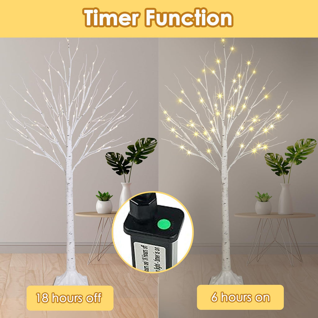 2 Pack 4FT Lighted Birch Trees N597