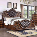 Brown Cherry California King Size Tufted Leatherette Bed Z569028