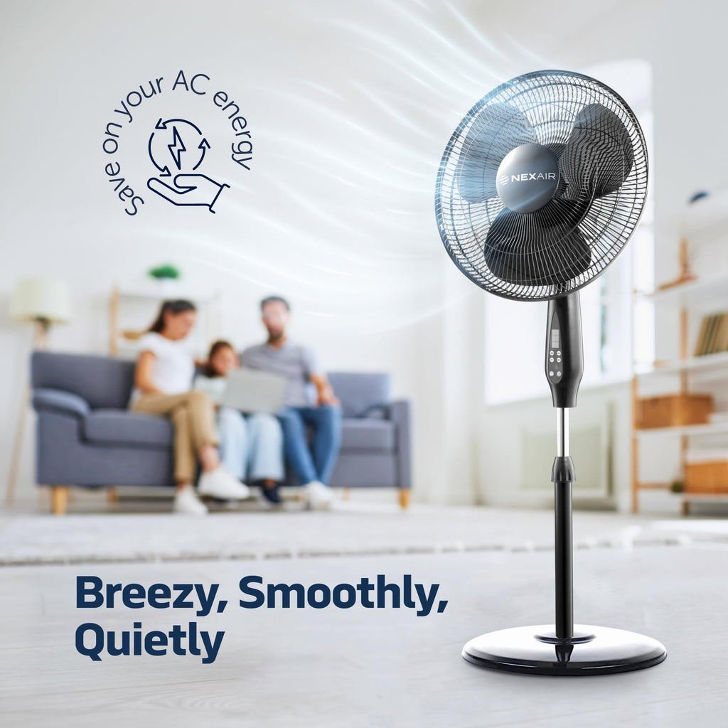16 Inch Oscillating Pedestal Fan with Remote Control, 3 Speed, Adjustable Height Y15707