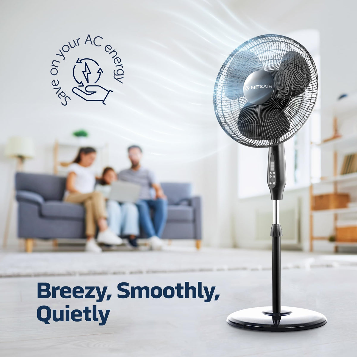 16 Inch Oscillating Pedestal Fan with Remote Control, 3 Speed, Adjustable Height Y15707