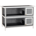 54" 2-Story Wooden Rabbit Hutch with Lockable Doors X98388