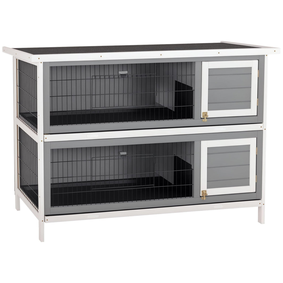 54" 2-Story Wooden Rabbit Hutch with Lockable Doors X98388
