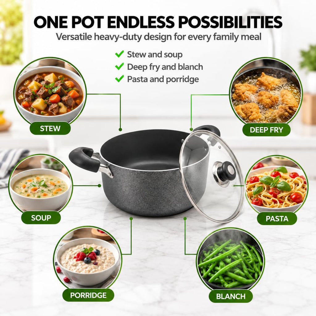 24QT Aluminum Sauce Pot with Glass Lid Q273483