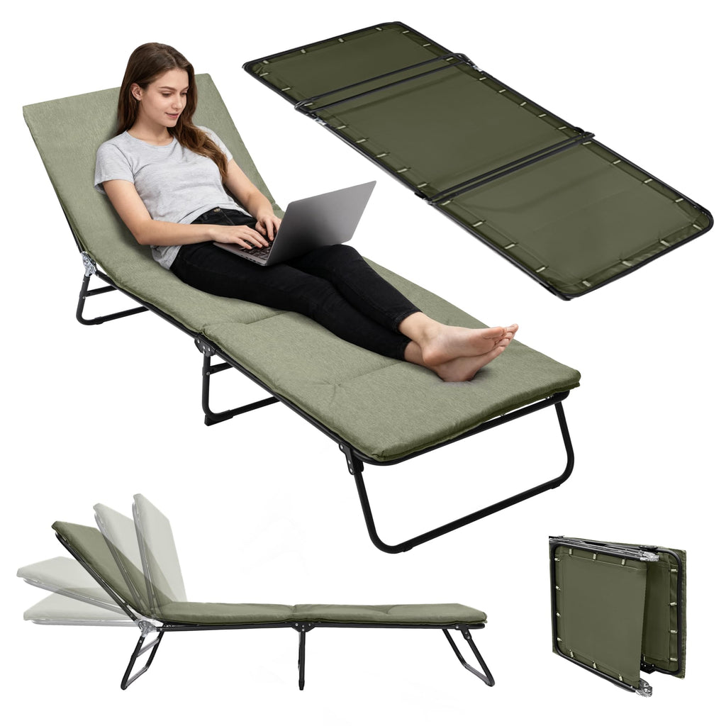 Camping Cot with Mattress Portable Folding Double Layer 1200D O78713