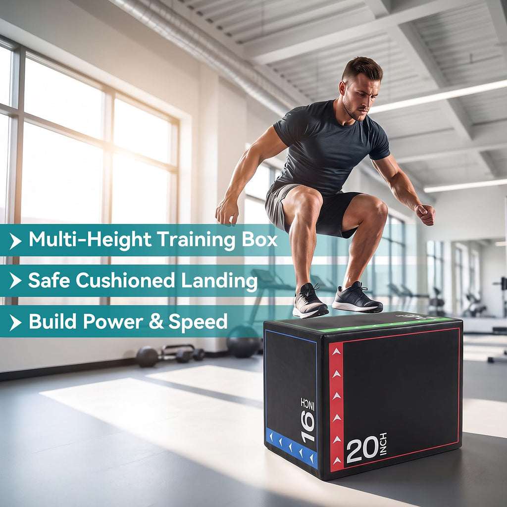 3-in-1 Non-Slip Cushioned Plyometric Jump Box Z46444