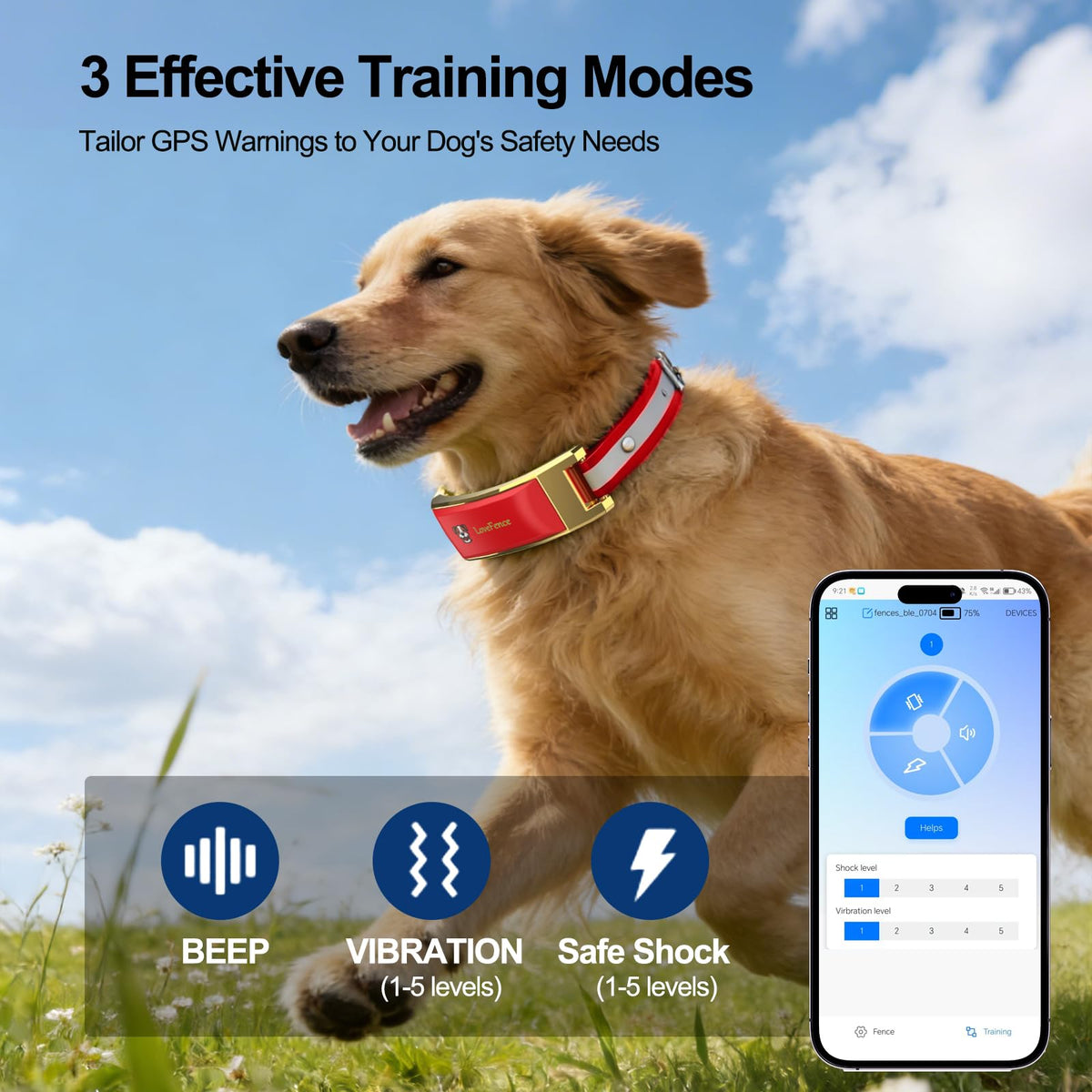 Red Wireless Electric GPS Dog Collar V92566