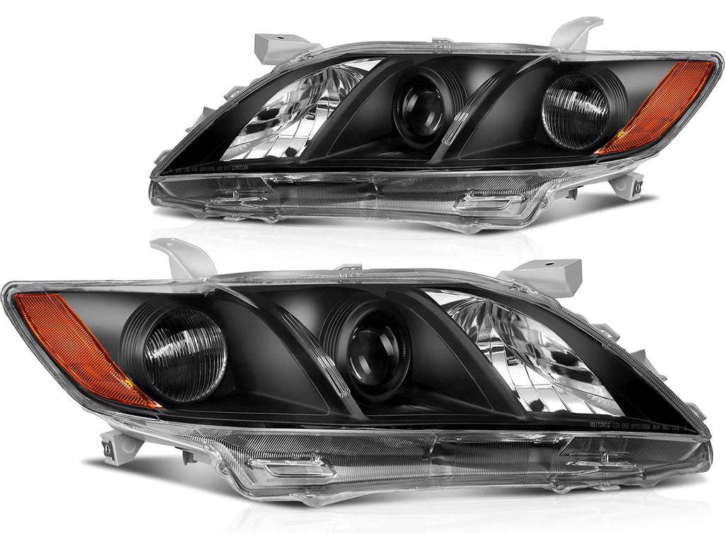 Black Housing Amber Reflector Clear Lens Headlight Assembly Pair J344659