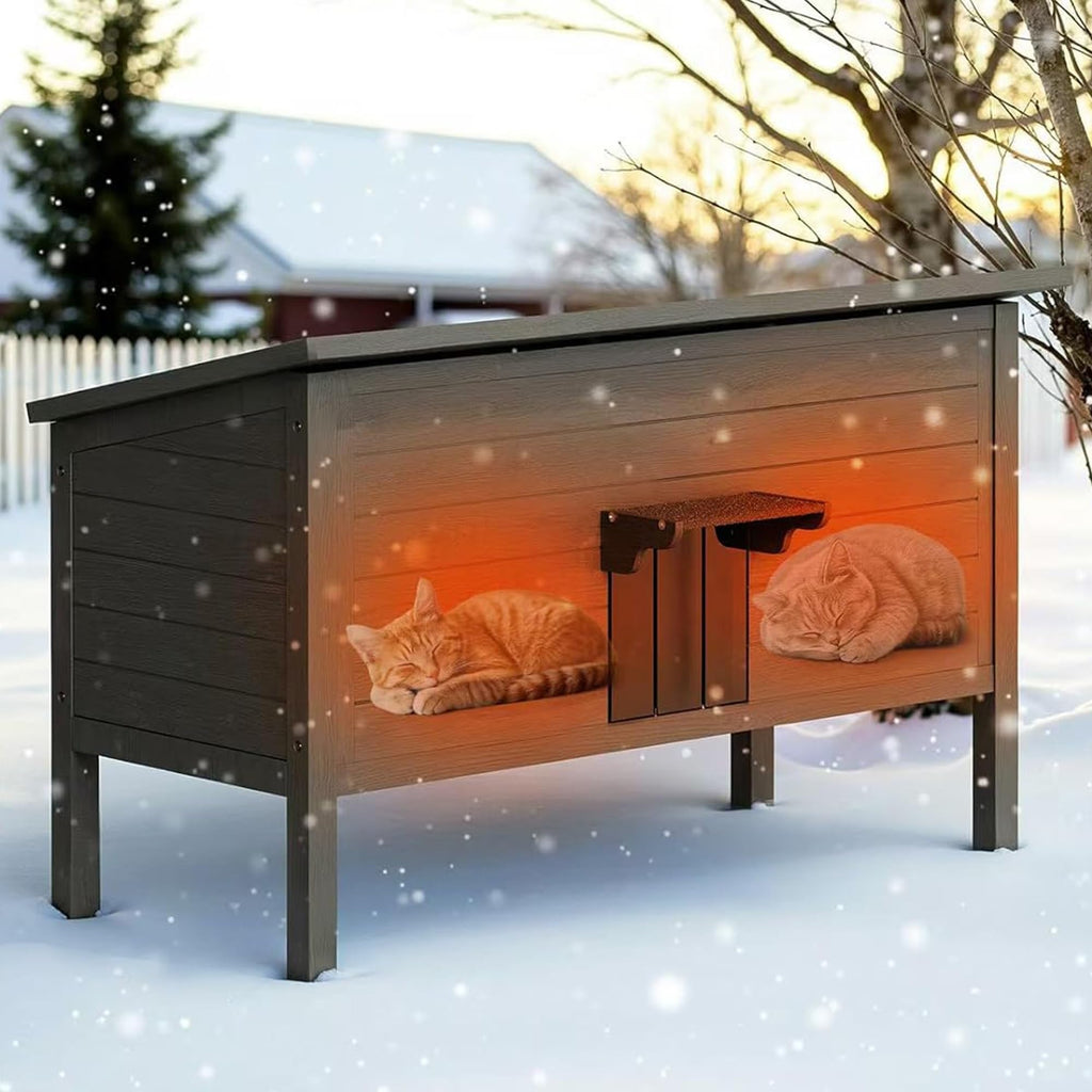 Insulated Weatherproof Wooden Outdoor Cat House Q6012