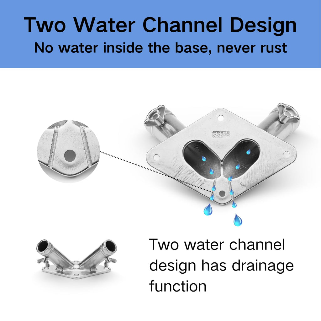 Double Flag Pole Holder 316 Stainless Steel Heavy Duty C60187