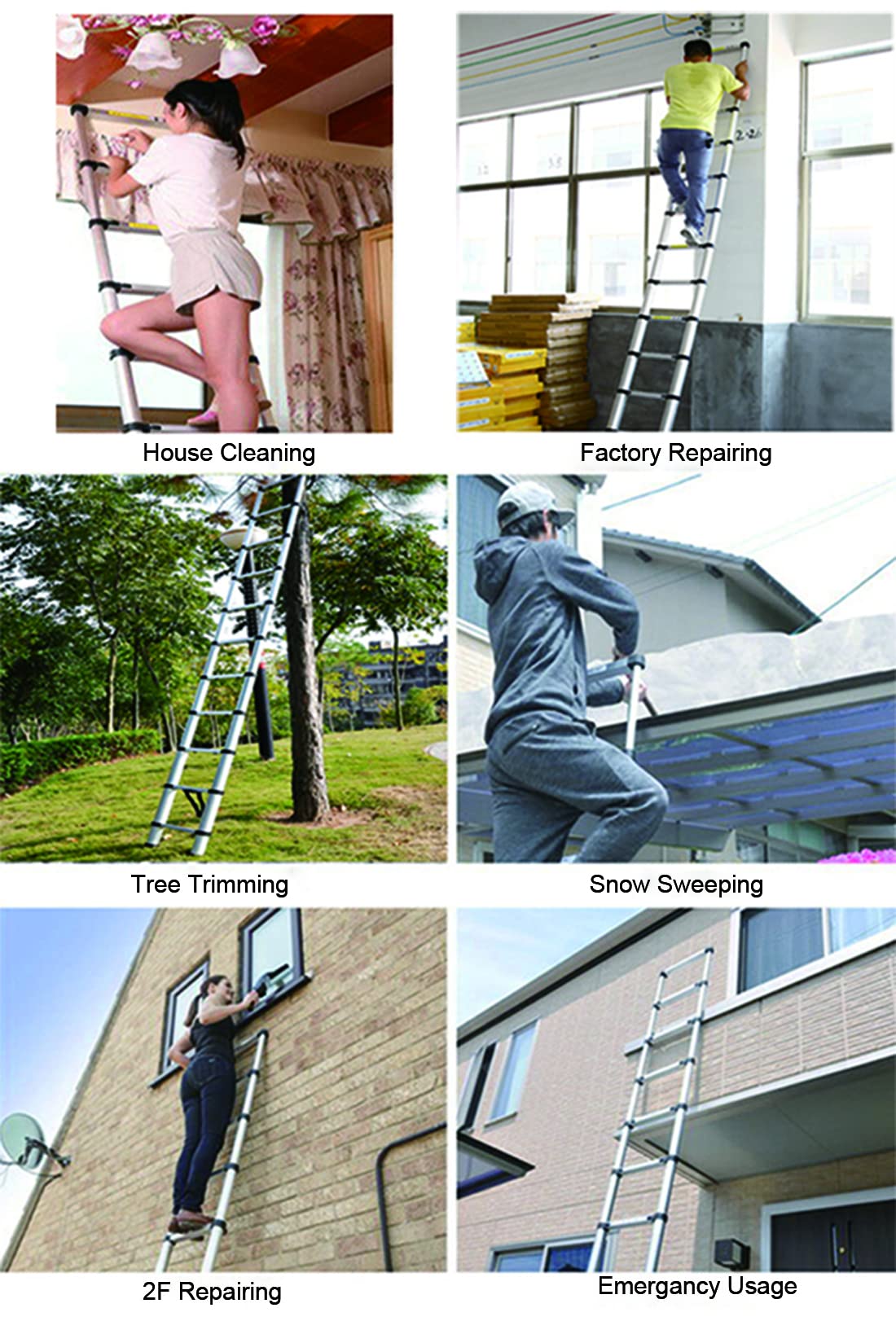 Aluminum Telescoping Extension Ladder 330LB Gray G544
