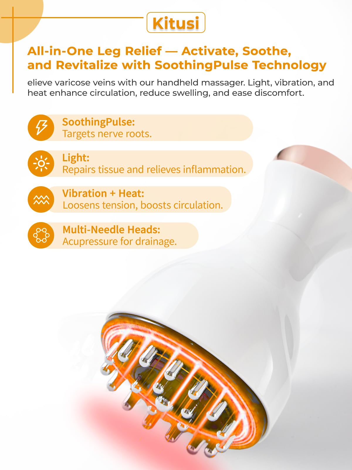 White Calf, Foot & Knee Massager with Heat, Light & Vibration I549