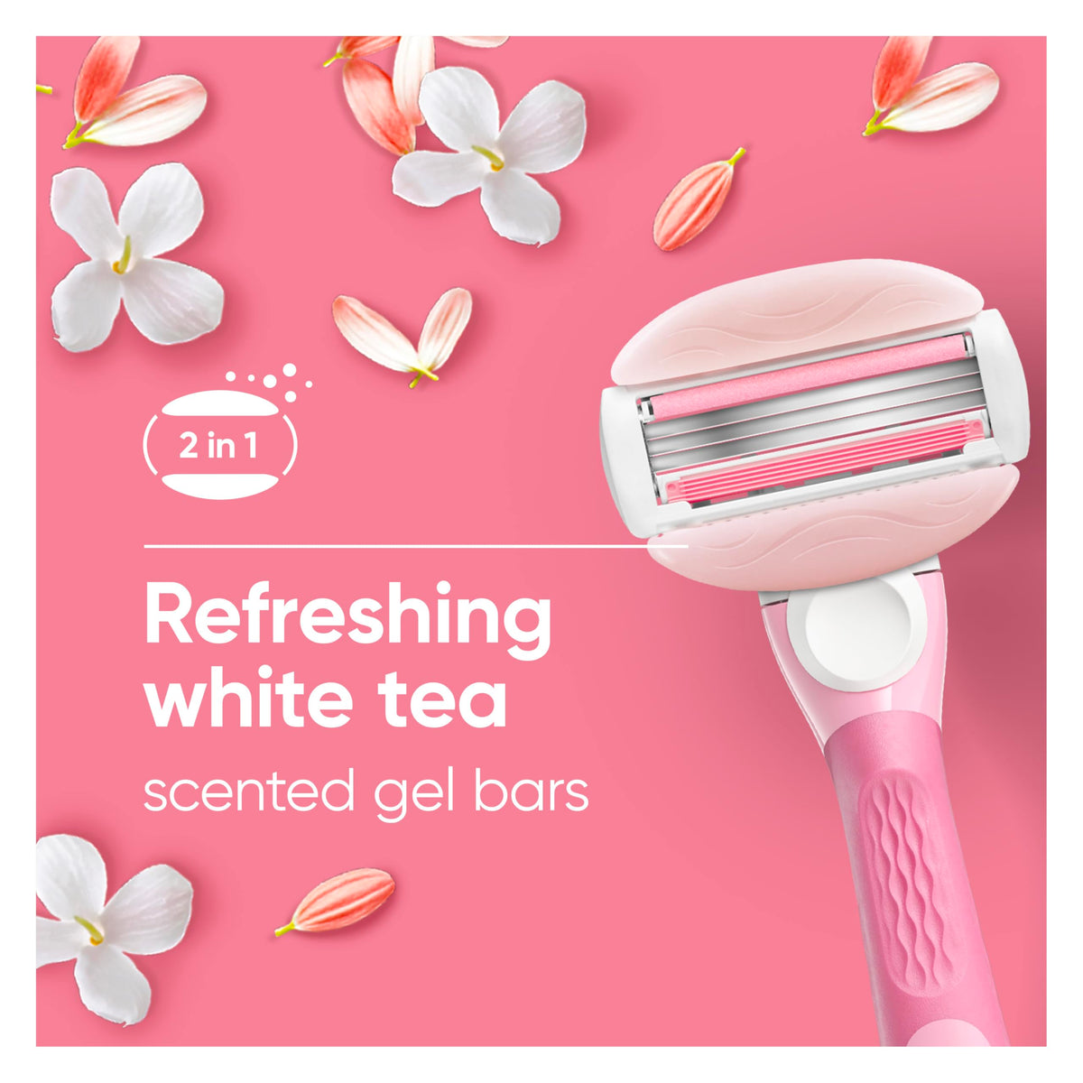 White Tea 3-Blade Razor Refills, 6 Count M3693