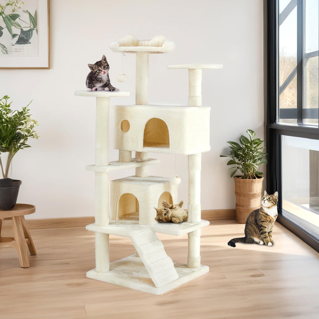 54-inch Cat Tree Tower with Scratching Posts X813737