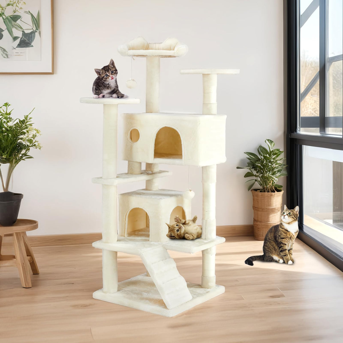 54-inch Cat Tree Tower with Scratching Posts X813737