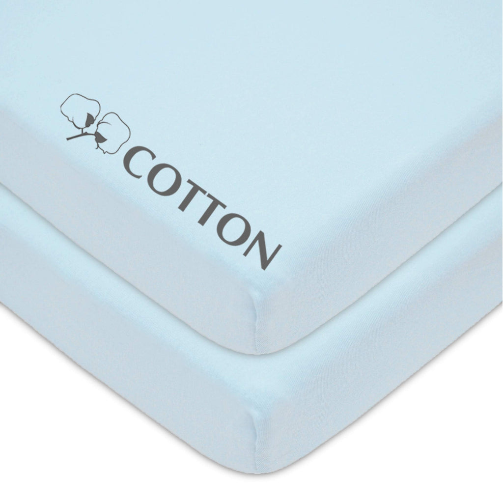 2 Pack Fitted Mini Crib Sheets 38x24" Blue F52525