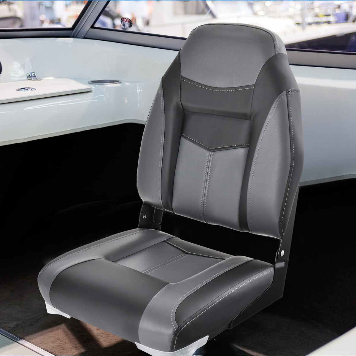 2 Pack Black Grey High Back Folding Boat Seats G737