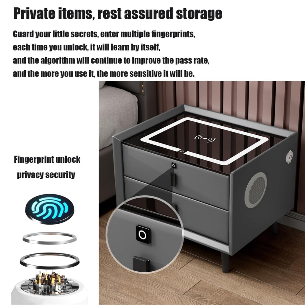 Pink 3 Drawer Nightstand with Charging Station U3076