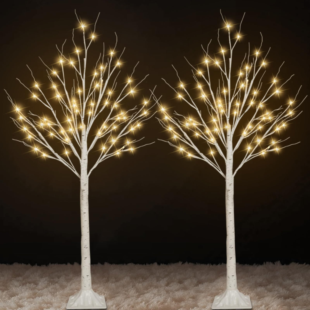 2 Pack 4FT Lighted Birch Trees N597