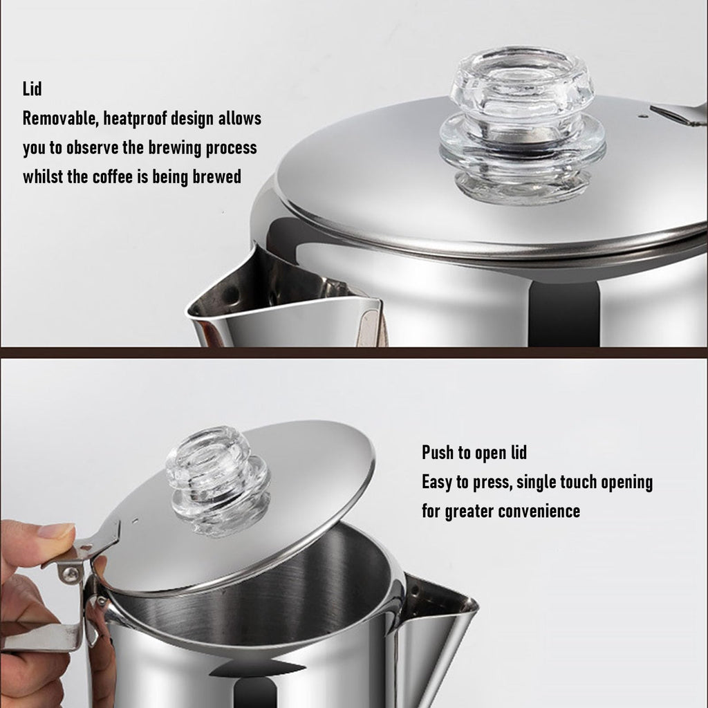 Stainless Steel 12 Cup Stovetop Coffee Pot V1812