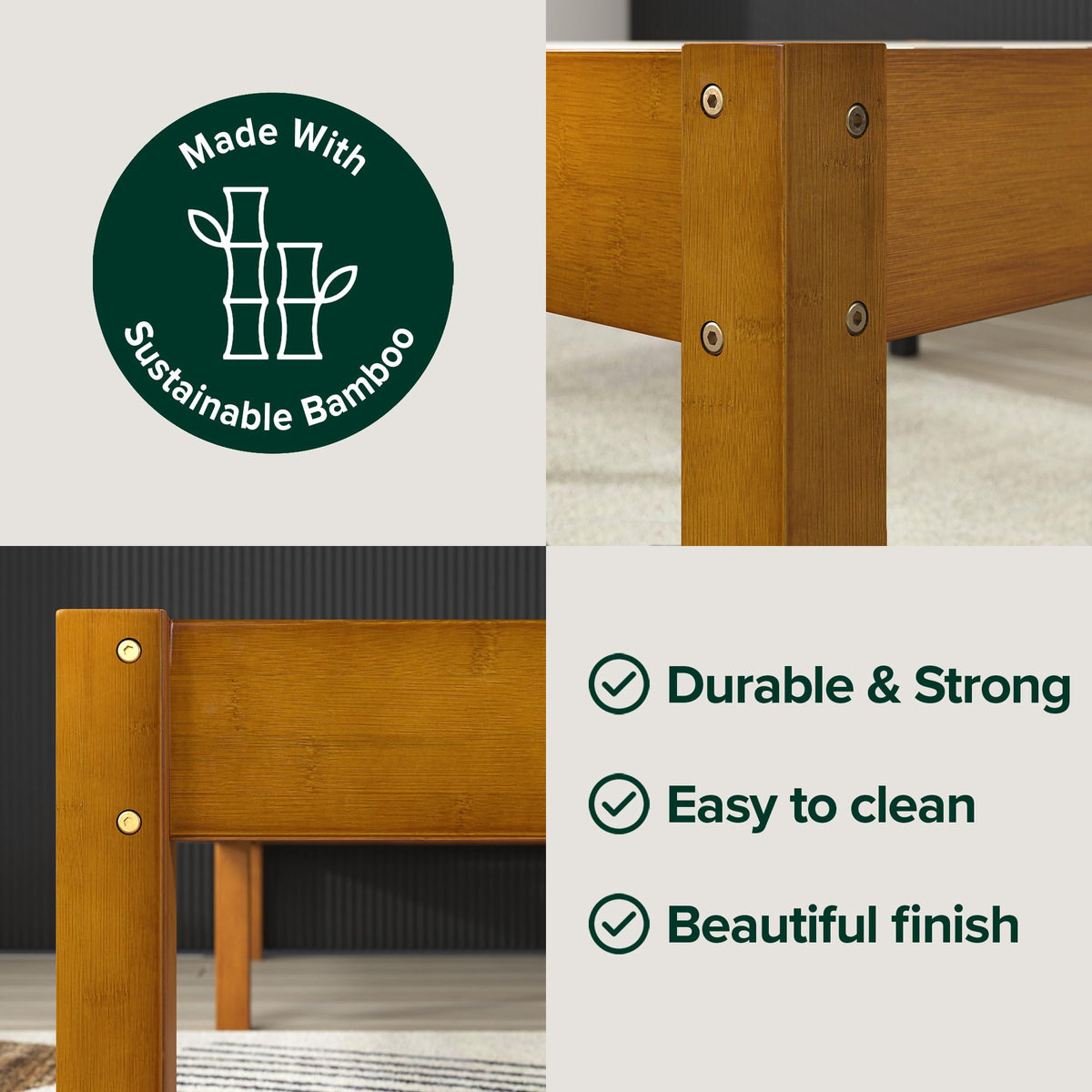 14 Inch Bamboo Platform Bed Frame, Queen T60817