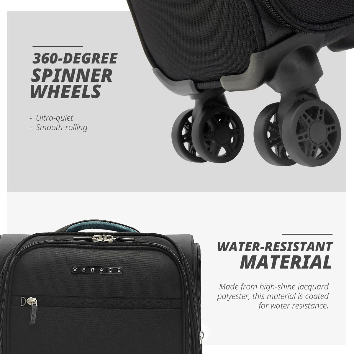14 inch Black Softside Underseat Carry On Luggage with Wheels R8503
