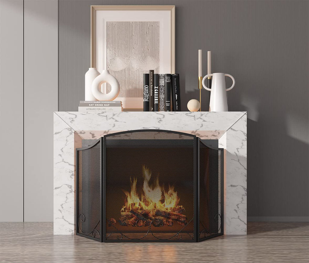 Black Wrought Iron Fireplace Screen J11527