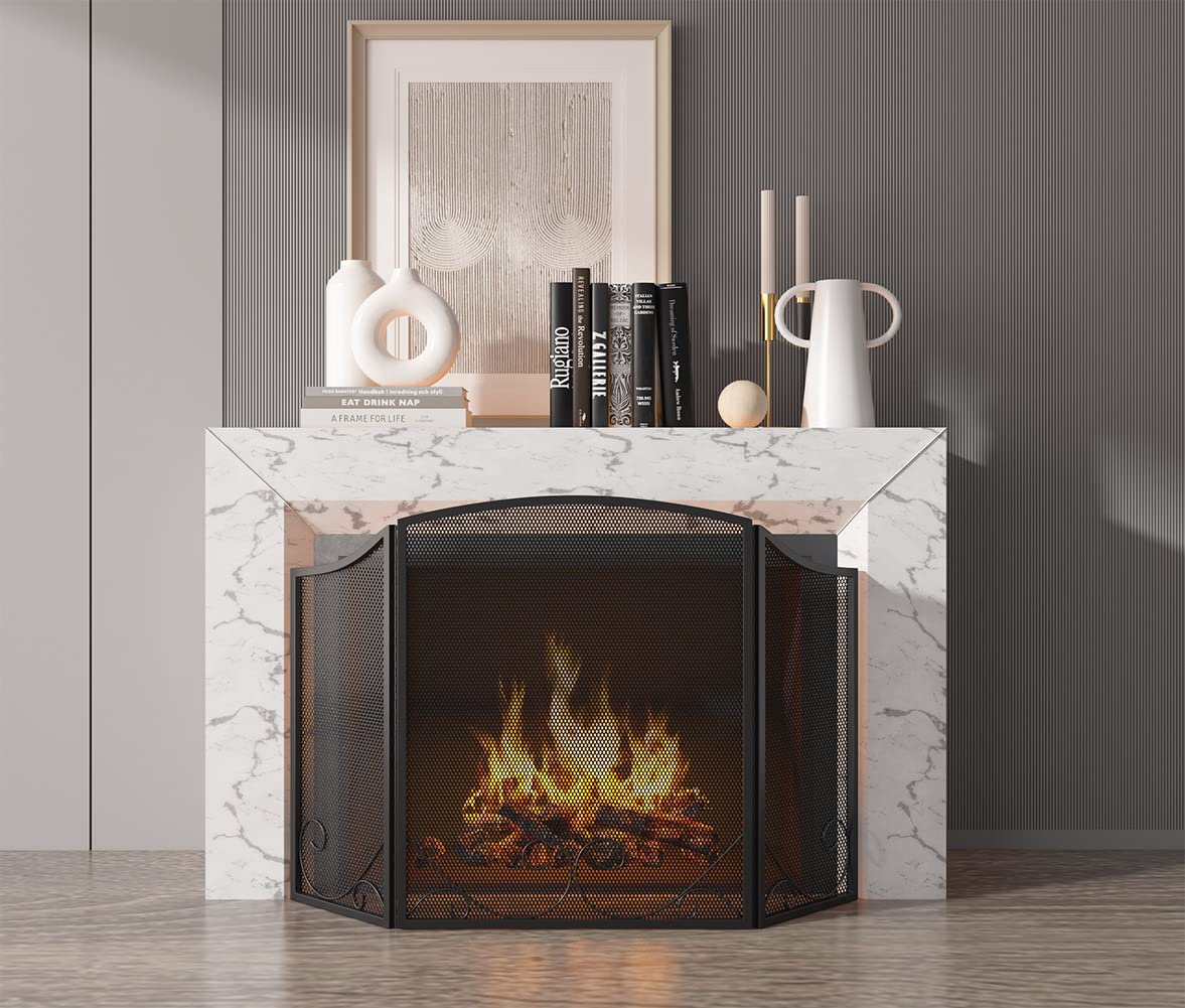 Black Wrought Iron Fireplace Screen J11527