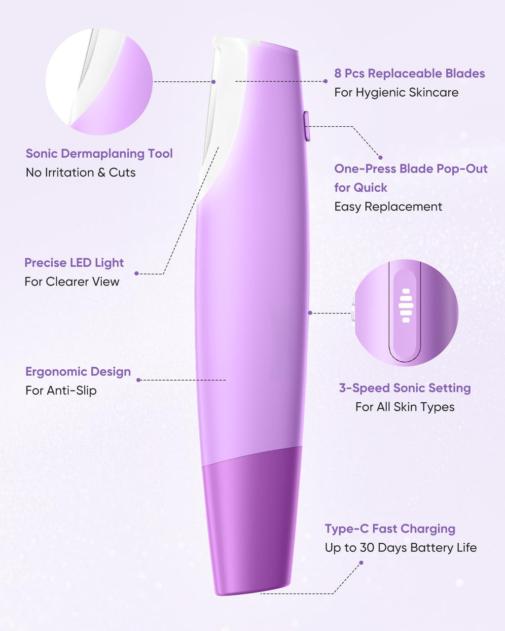 Dermaplaning Tool with 8 Blades G61872