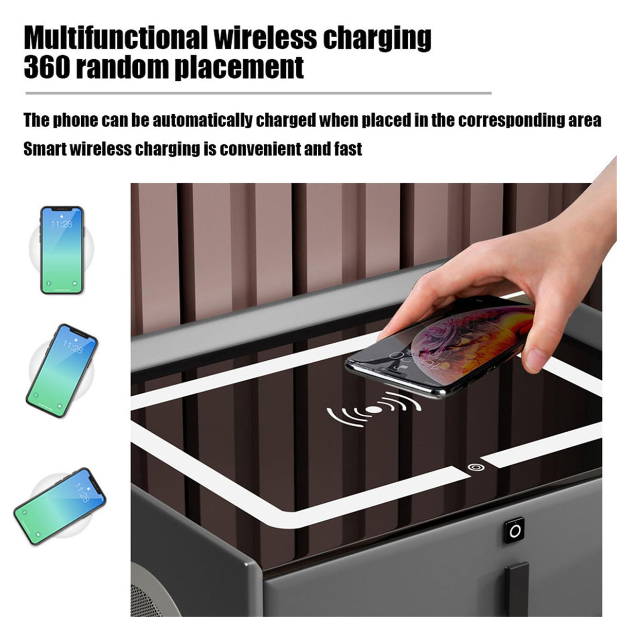 Pink 3 Drawer Nightstand with Charging Station U3076