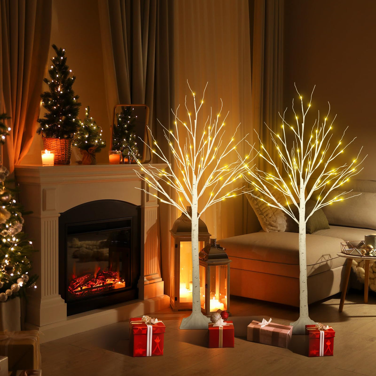 2 Pack 4FT Lighted Birch Trees N597