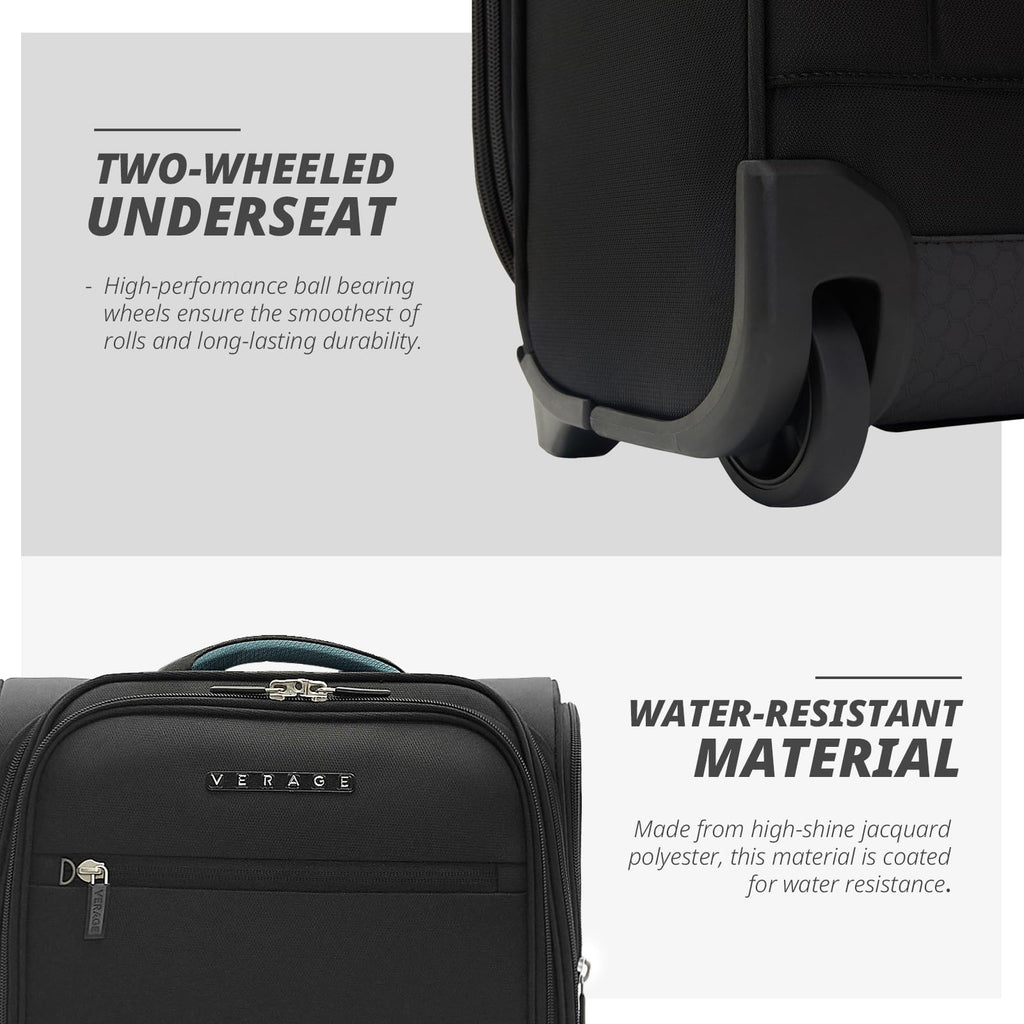 16-Inch Black Underseat Carry On Luggage with Wheels S110086