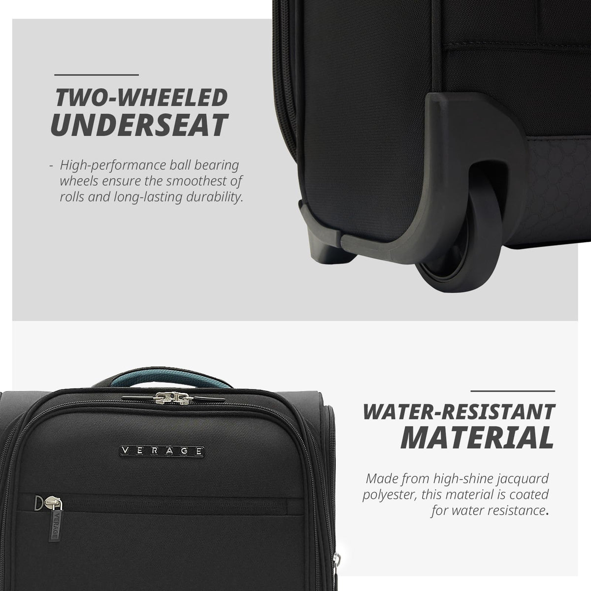 16-Inch Black Underseat Carry On Luggage with Wheels S110086