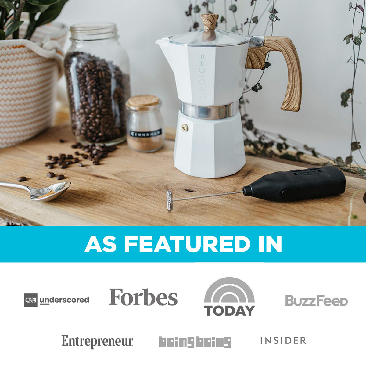 Stovetop Espresso Maker Moka Pot 5 oz White C93882