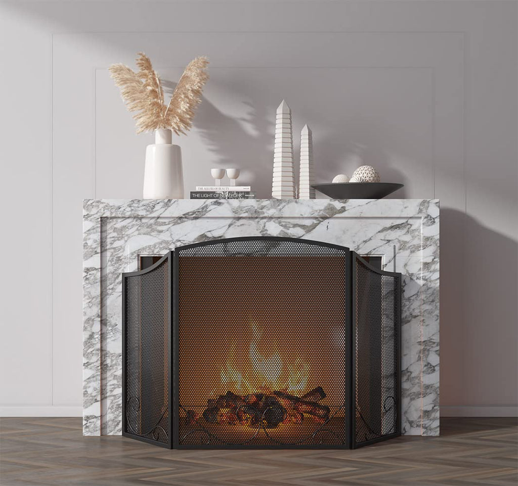Black Wrought Iron Fireplace Screen J11527