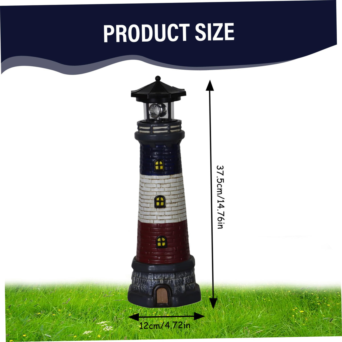 15" Tall Waterproof Resin Lighthouse Lamp with Rotating LED G13451