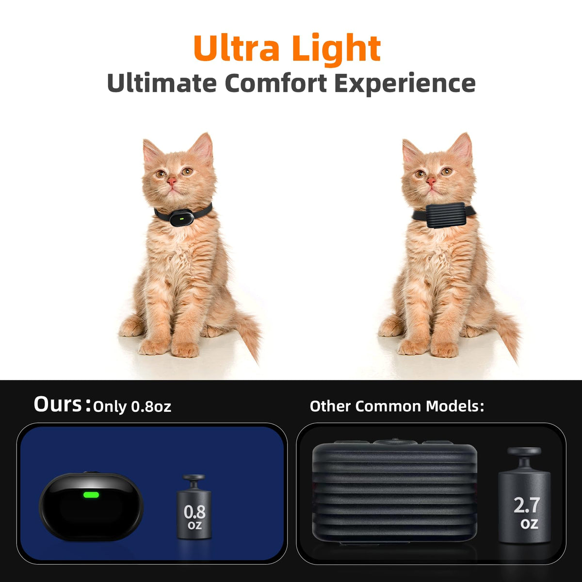 Ultra-Small Cat Training Collar with Remote, Waterproof, Rechargeable B3899