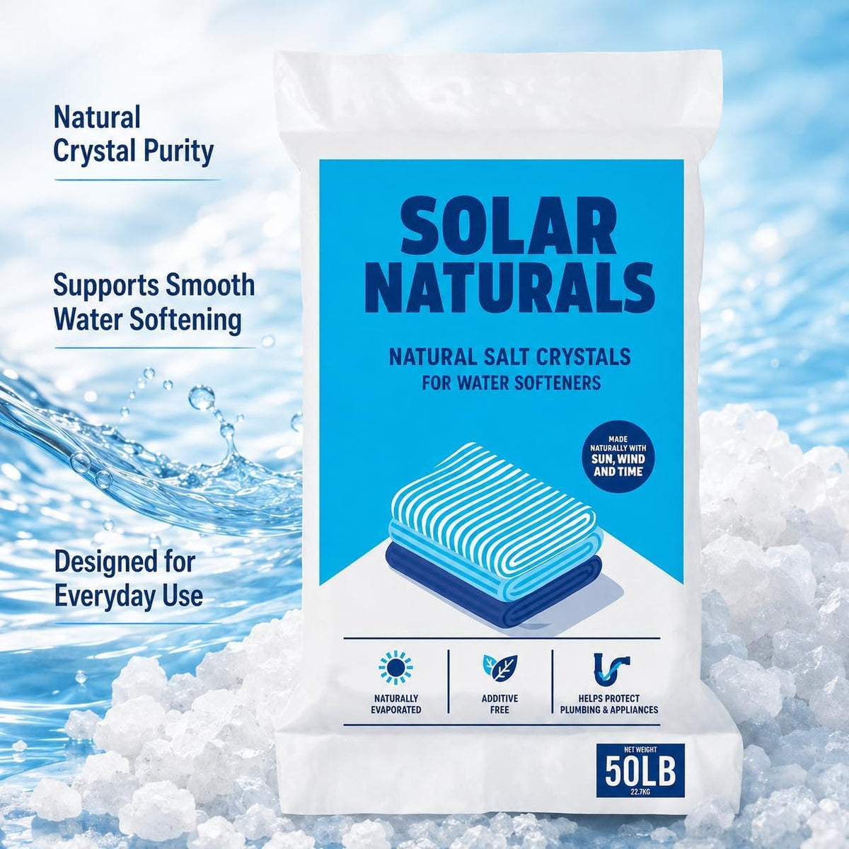 Natural Salt Crystals for Water Softeners, 50lb F6355