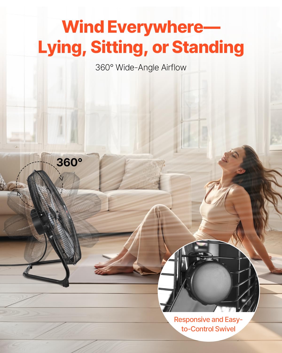 20 Inch 3 Speeds High Velocity Industrial Floor Fan T20779