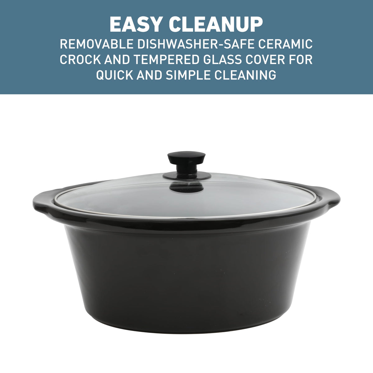 6-Quart Slow Cooker with Ceramic Crockpot and Glass Lid S1754