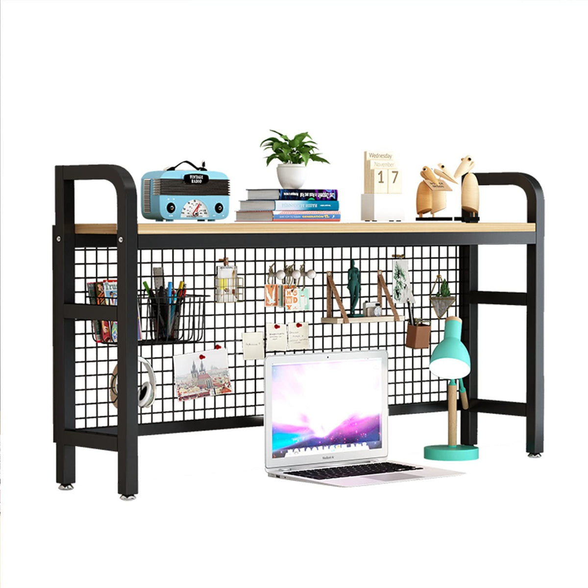 White 2 Tier Adjustable Metal Desktop Bookshelf K194030