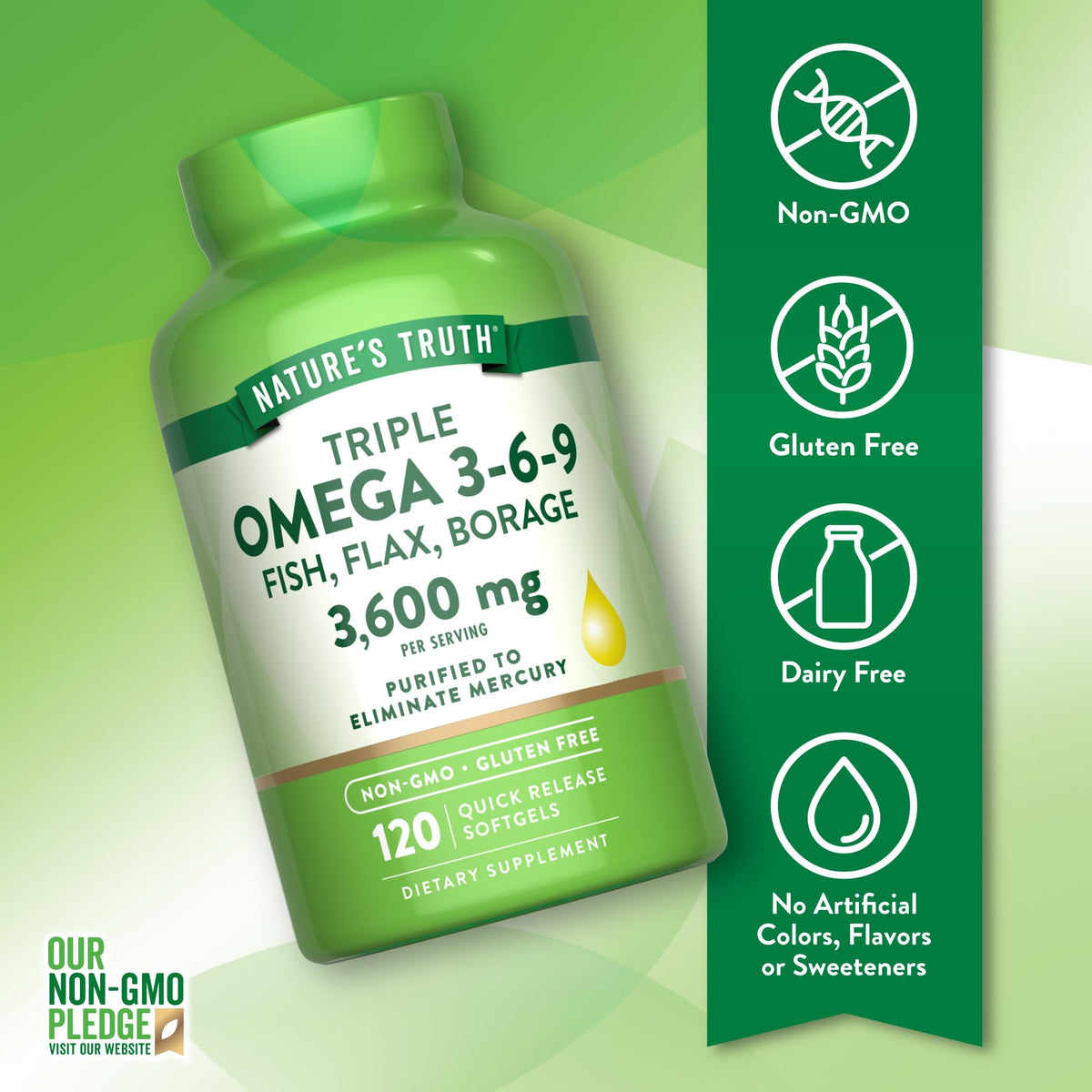 Omega 3-6-9 Softgels 3600mg 120 Count Y3730