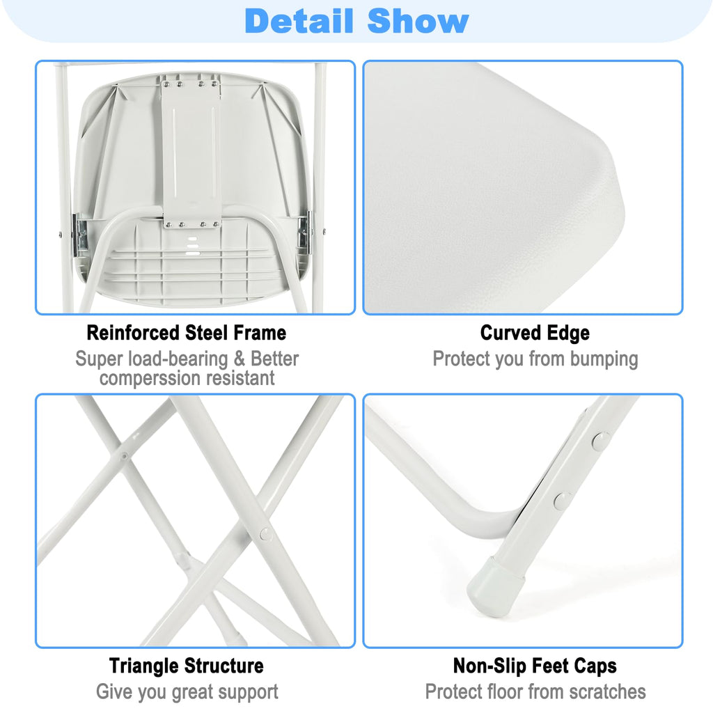White Plastic Folding Chairs, 10 Pack N276338
