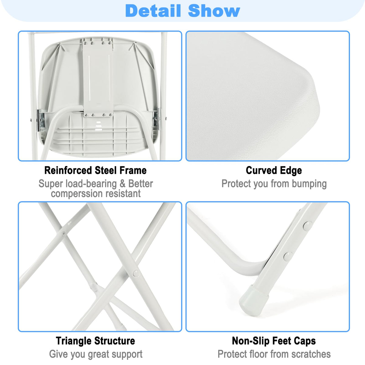 White Plastic Folding Chairs, 10 Pack N276338