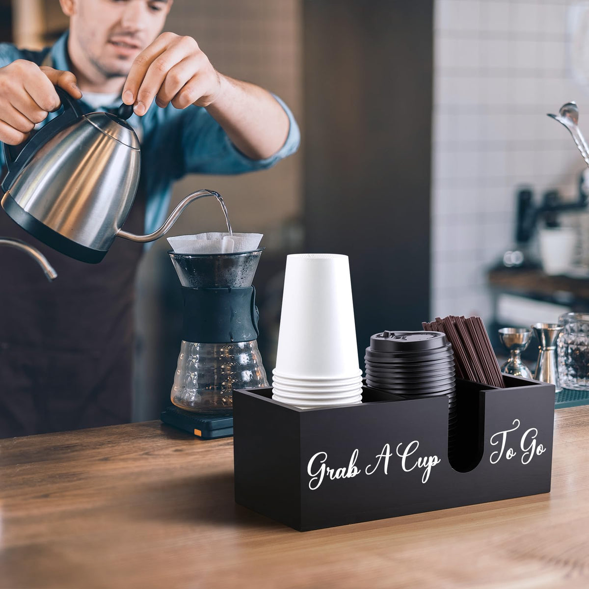 Wood Coffee Cup Holder for Countertop K226235