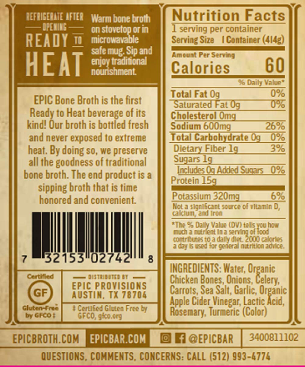 Homestyle Savory Chicken Bone Broth 14 oz. 3 Pack E50685