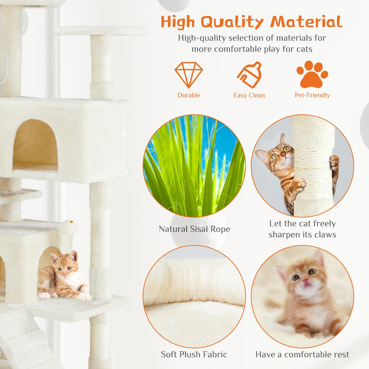 54-inch Cat Tree Tower with Scratching Posts X813737