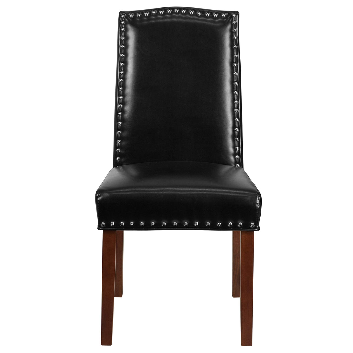 Black LeatherSoft Parsons Chair with Nail Trim B847