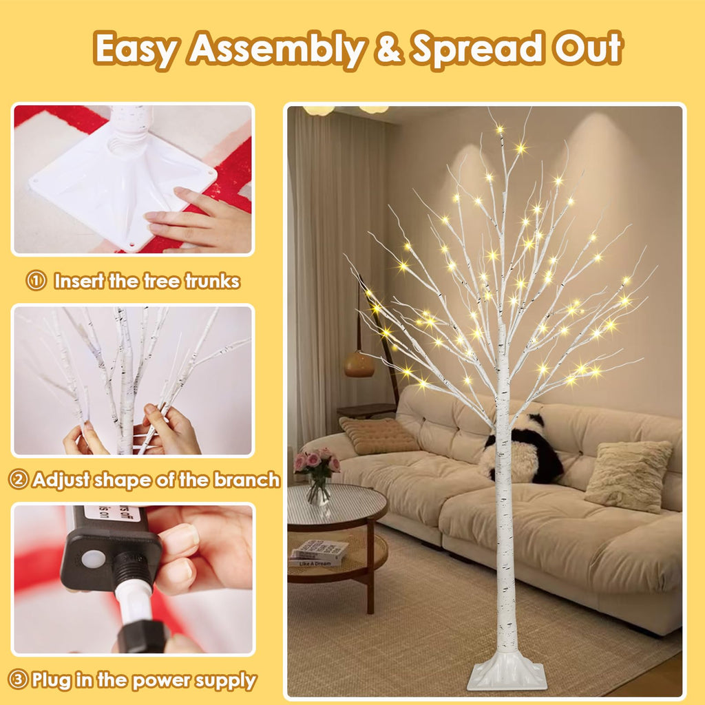 2 Pack 4FT Lighted Birch Trees N597