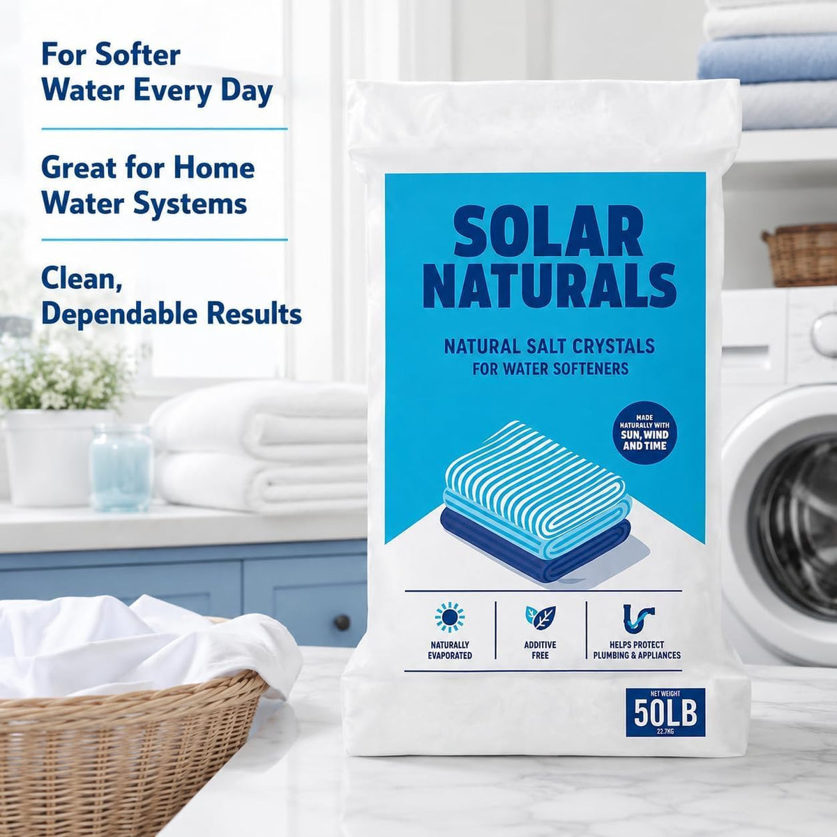 Natural Salt Crystals for Water Softeners, 50lb F6355